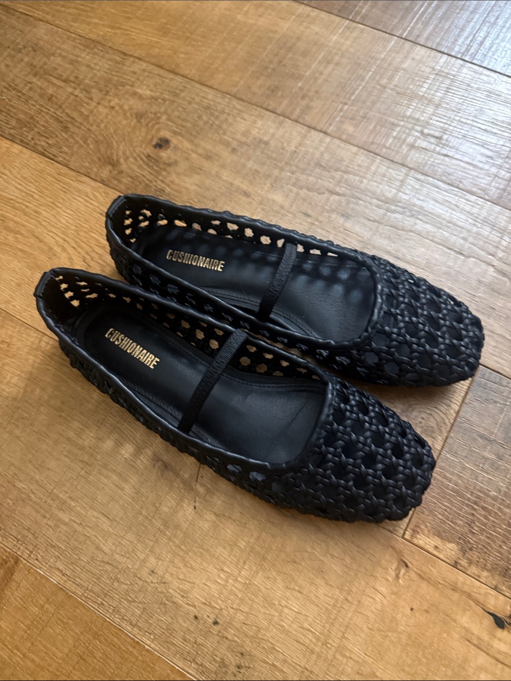 Cushionaire Black Woven Mary Jane Flats with Elastic Strap